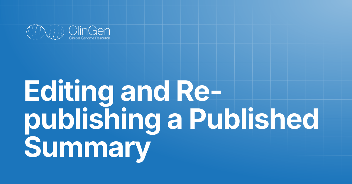 Editing and Re-publishing a Published Summary | Help Docs
